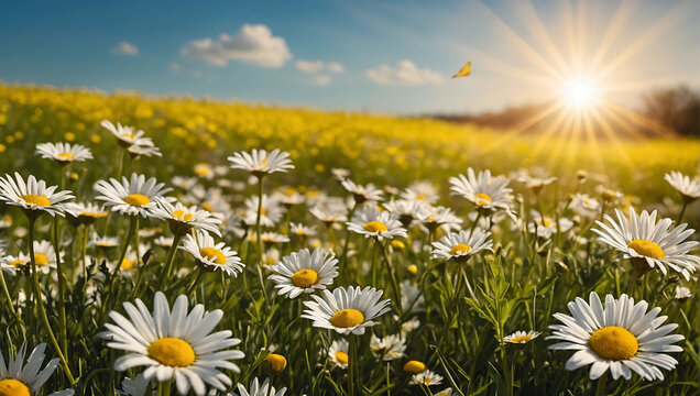 Wiosenna Łąka Pełna Stokrotek