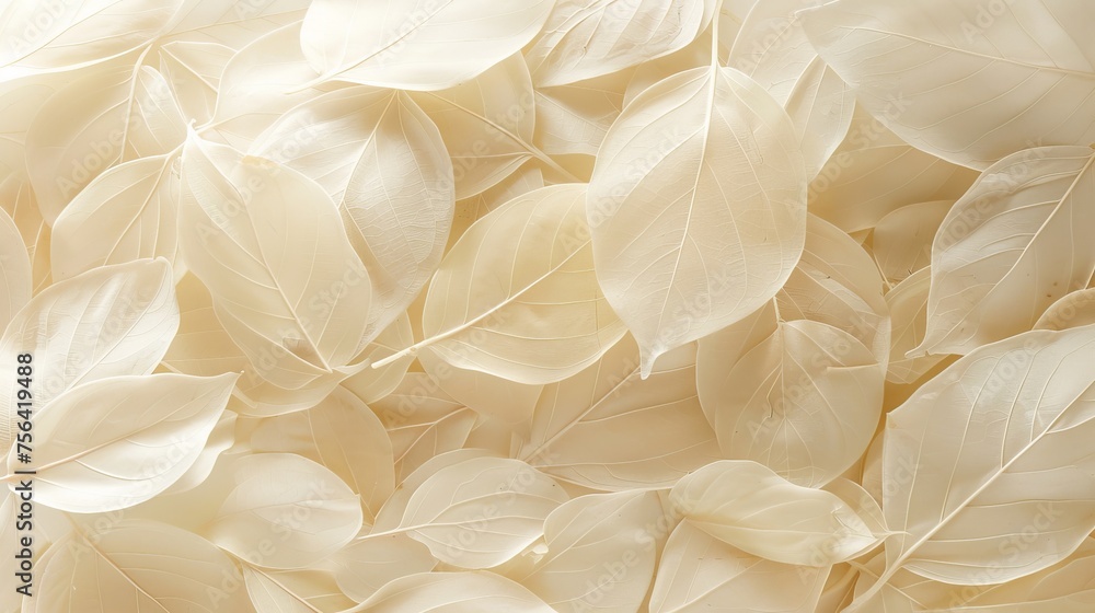 Poster white tree leaf skeleton texture with shining through pattern for design or artistic concepts.