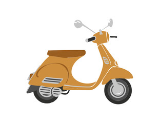 Vector Illustration of a Classic scooter with lines drawing for logo,icon, black and white