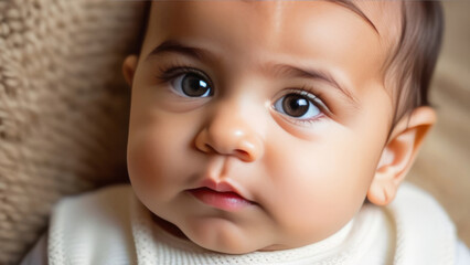 cute happy  latin american baby. Portrait photography happy smile Brazilian kid	
