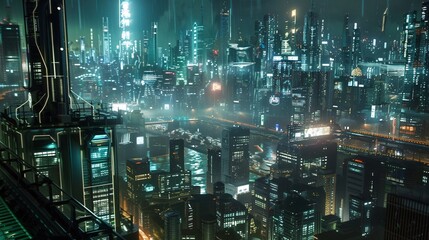 A virtual projection of a futuristic city