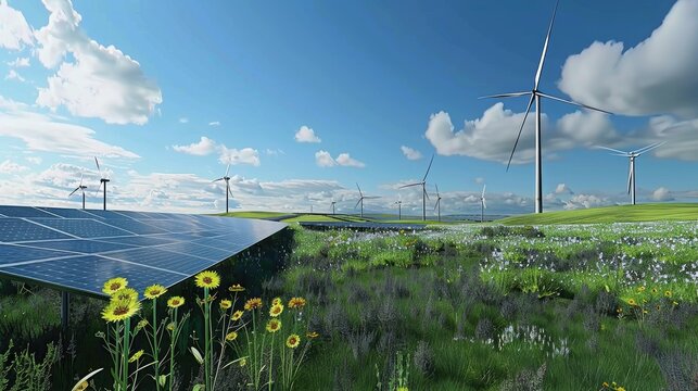 "Harmony of Technology and Nature: A Captivating Image of Renewable Energy"