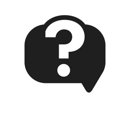 Question mark in speech bubble graphic design. Help message symbol
