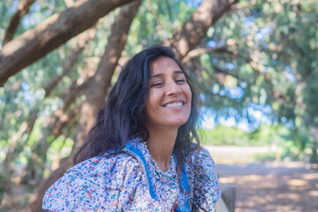 Fototapeta premium Young indian woman happy in countryside