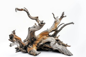 old tree trunk on white background