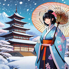 겨울 기모노 여자아이