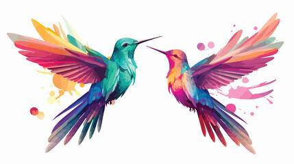 Obraz na płótnie Canvas A pair of hummingbirds engaged in a mid-air dance 