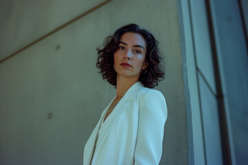 Fototapeta premium pretty working woman with her arms folded standing