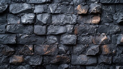 Fototapeta premium Wall of Rocks Against Black Background