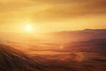 Foto op Canvas sun is setting into a desert landscape © AAA