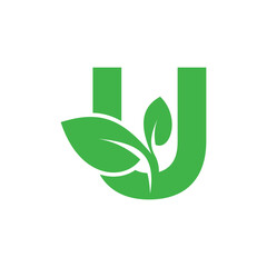 Fototapeta na wymiar Leaf logo design vector with letter concept