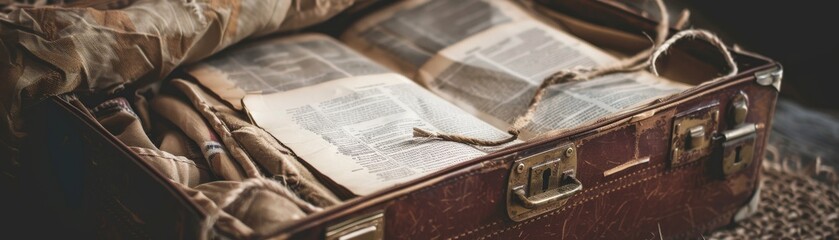 Fototapeta premium Vintage post office an old Bible among letters and parcels delivering faith