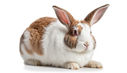 brown mix white rabbit on white background with clipping path, easter bunny