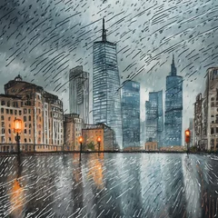Foto op Plexiglas 비오는날의 도시풍경 © 은선 이