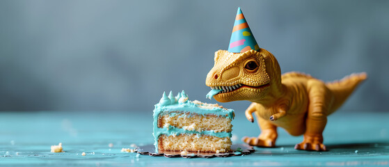 Dinosaur Eat Cake at a Birthday Party
 - Powered by Adobe