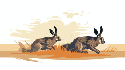 A pair of swift jackrabbits engaged in a high-speed