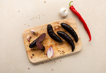 cross-section of blood sausage with buckwheat