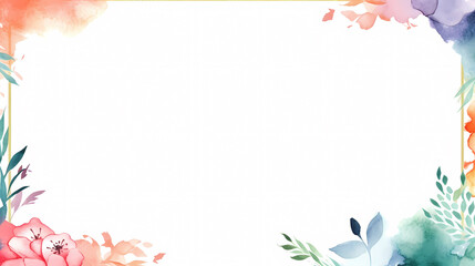 Fototapeta premium Frame made of watercolors in pastel colors, multicolored borders with bright paint drops