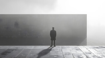 businessman standing on a wall