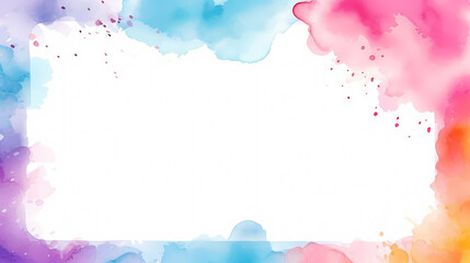 Fototapeta premium Frame made of watercolors in pastel colors, multicolored borders with bright paint drops