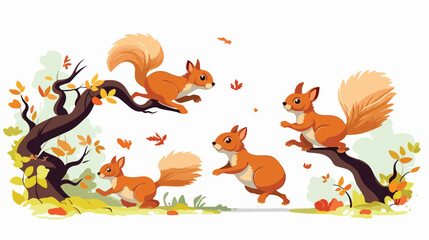 A playful group of squirrels engaged in a game 