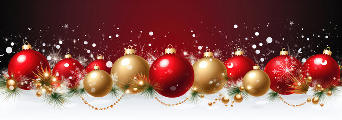 Obraz na płótnie Canvas Red and Gold Christmas Background With Ornaments