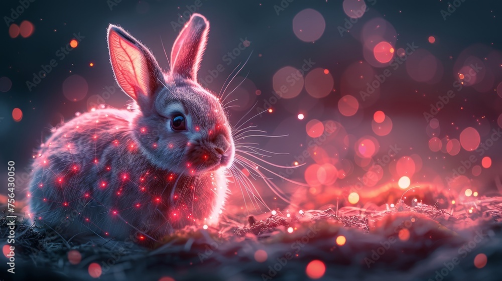 Leinwandbilder this easter banner has a digital design with an egg and rabbit. it consists of a modern illustration
