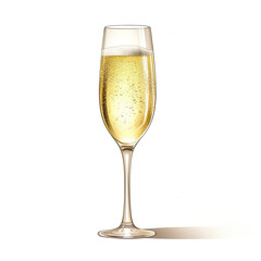 A Glass of Champagne on a White Background