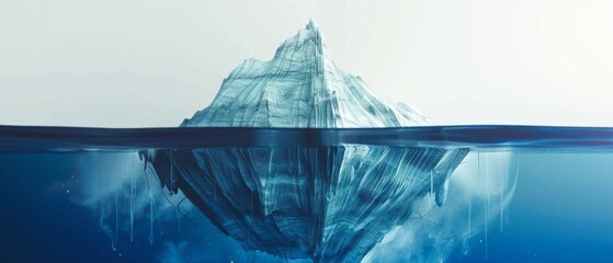 A 3D rendering of the appearance of an iceberg and global warming concept