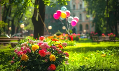Foto auf Acrylglas Vibrant Park and Balloons © Marika