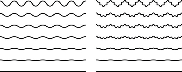 Collection of abstract wavy curve line vector illustration.