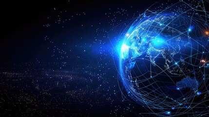 Naklejka na ściany i meble Global network connection over the world. 3D illustration.
