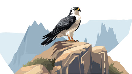 A regal falcon perched atop a cliff surveying 