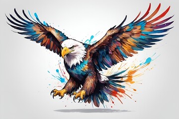 colorful eagle with outstretched wings on a white background