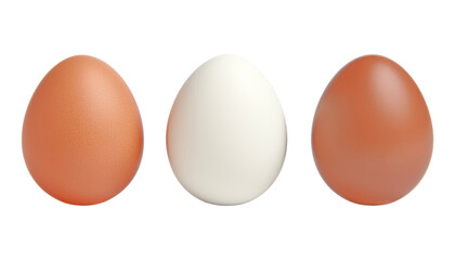 three eggs type isolated on transparent background cutout - obrazy, fototapety, plakaty