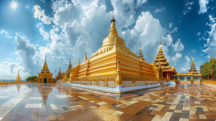 Golden pagoda. Buddhism. 
