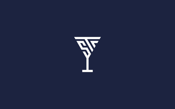 letter st with cocktail logo icon design vector design template inspiration