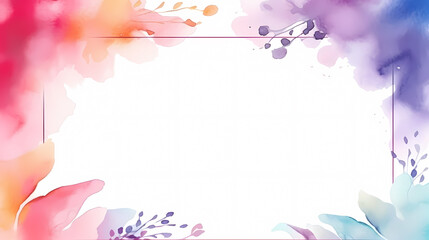 Simple watercolor border with empty white