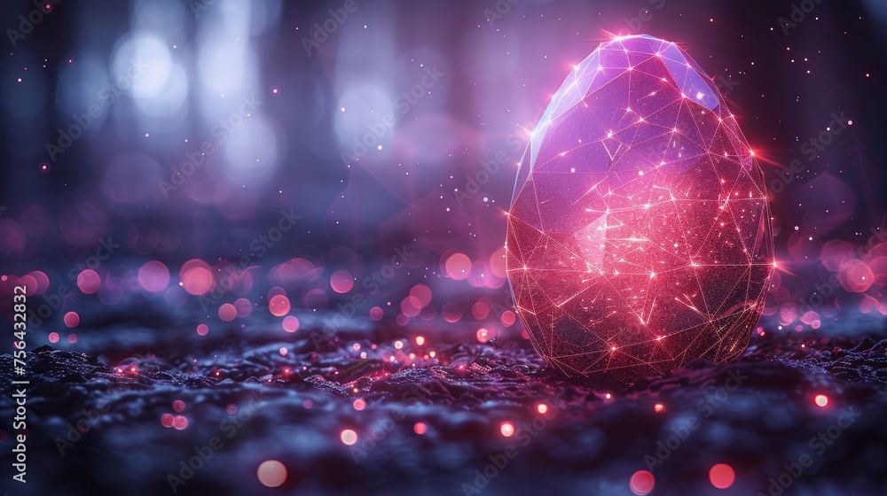 Fototapete a geometric background with wireframe light structure. modern 3d graphic concept with an abstract ea