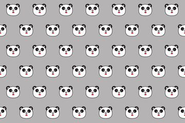 Illustration, wallpaper face of panda bear on grey background.