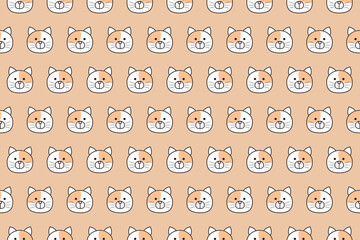 Illustration, wallpaper face of cat on soft orange color background.