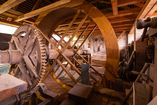 12.12.23. Hohacs, Hungary, Unique walkmill and watermill in south Hungary, Mohacs city. This drudgery mill is a handmade mill.