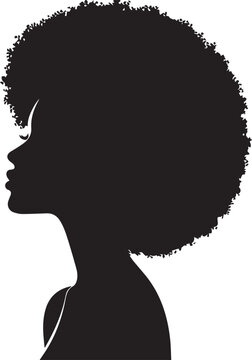 recommend clip art: Afro girl silhouette, black woman face with stylized hairstyle vector illustration