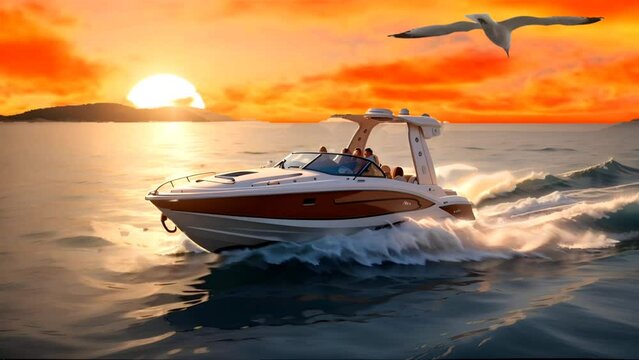 Maritime Motion: Time-Lapse Tapestry Unveiling the Speed Boat's Dynamic Adventure
