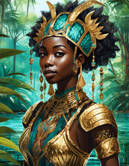 열대 우림 전설 흑인 여전사