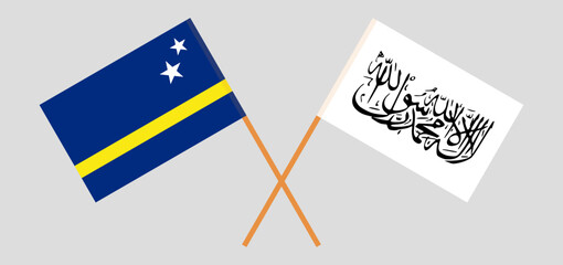 Crossed flags of Country of Curacao and Taliban. Official colors. Correct proportion