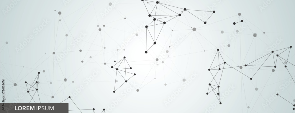 Aufkleber Vector banner design. Connecting dots and lines. Global network abstract background