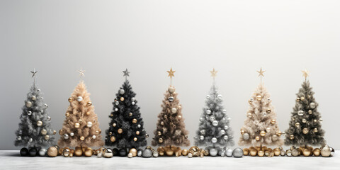 Row of Small Christmas Trees