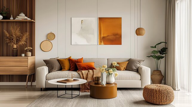 The Eclectic Haven: A Living Room Bursting With Furniture and Decor. Generative AI