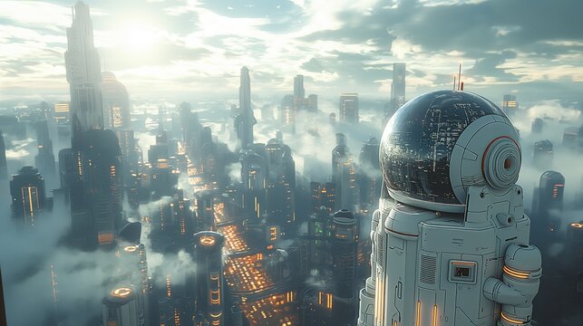 Techno Glimpses From a Futuristic Landscape. Generative AI
